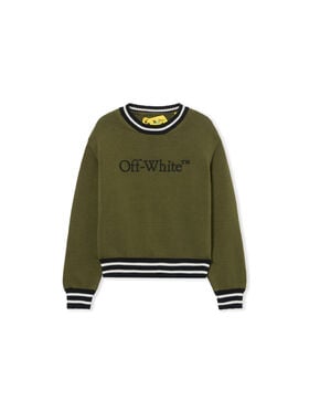 OFF WHITE Big Bookish Knit Crew MARTINI OLIVE 44BHE001S26K002