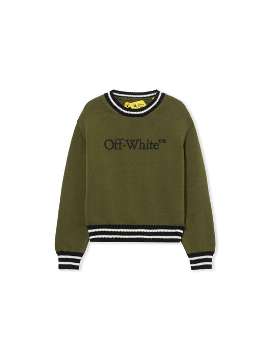 OFF WHITE Big Bookish Knit Crew MARTINI OLIVE 44BHE001S26K002