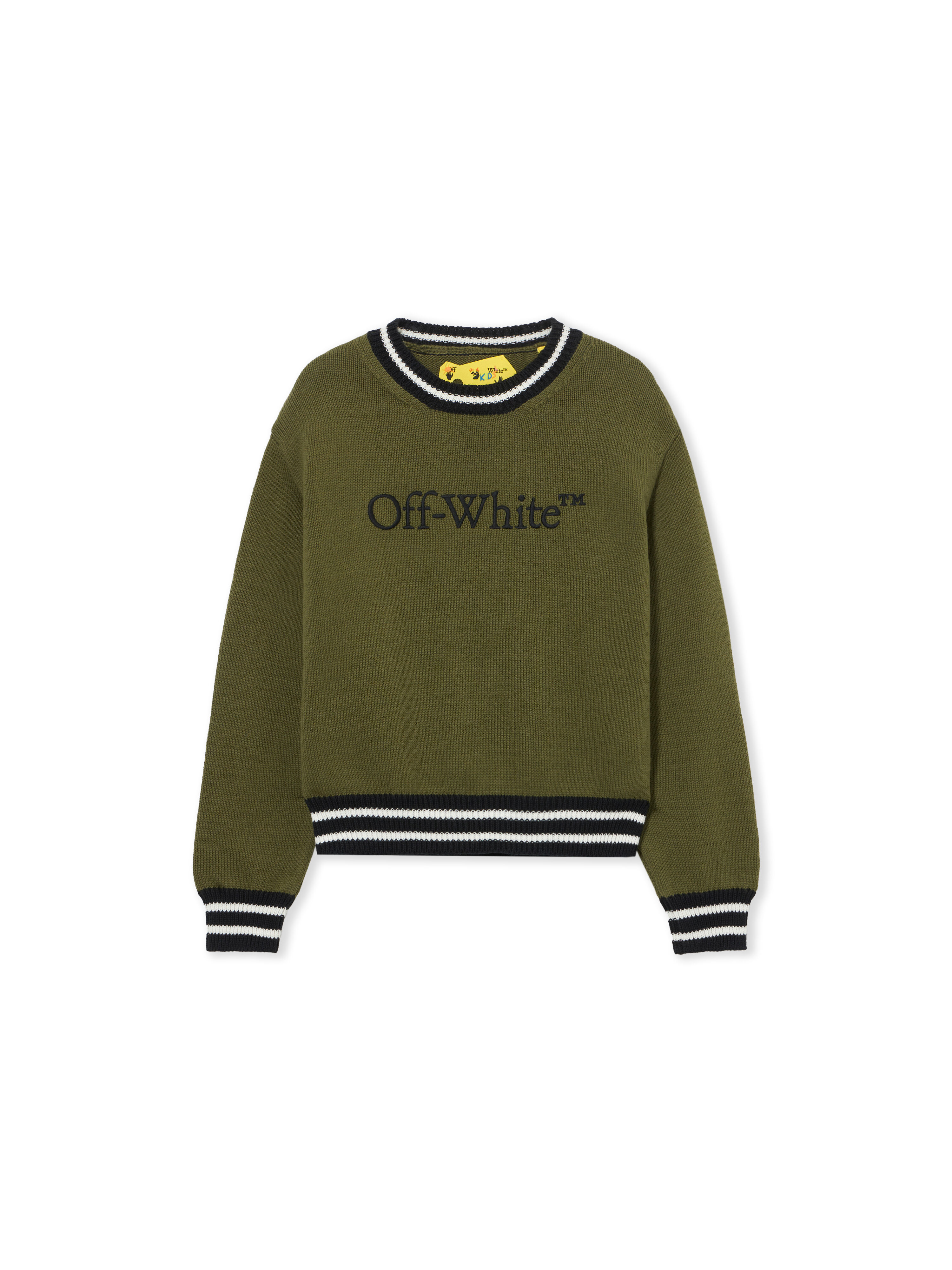 OFF WHITE Big Bookish Knit Crew MARTINI OLIVE 44BHE001S26K002