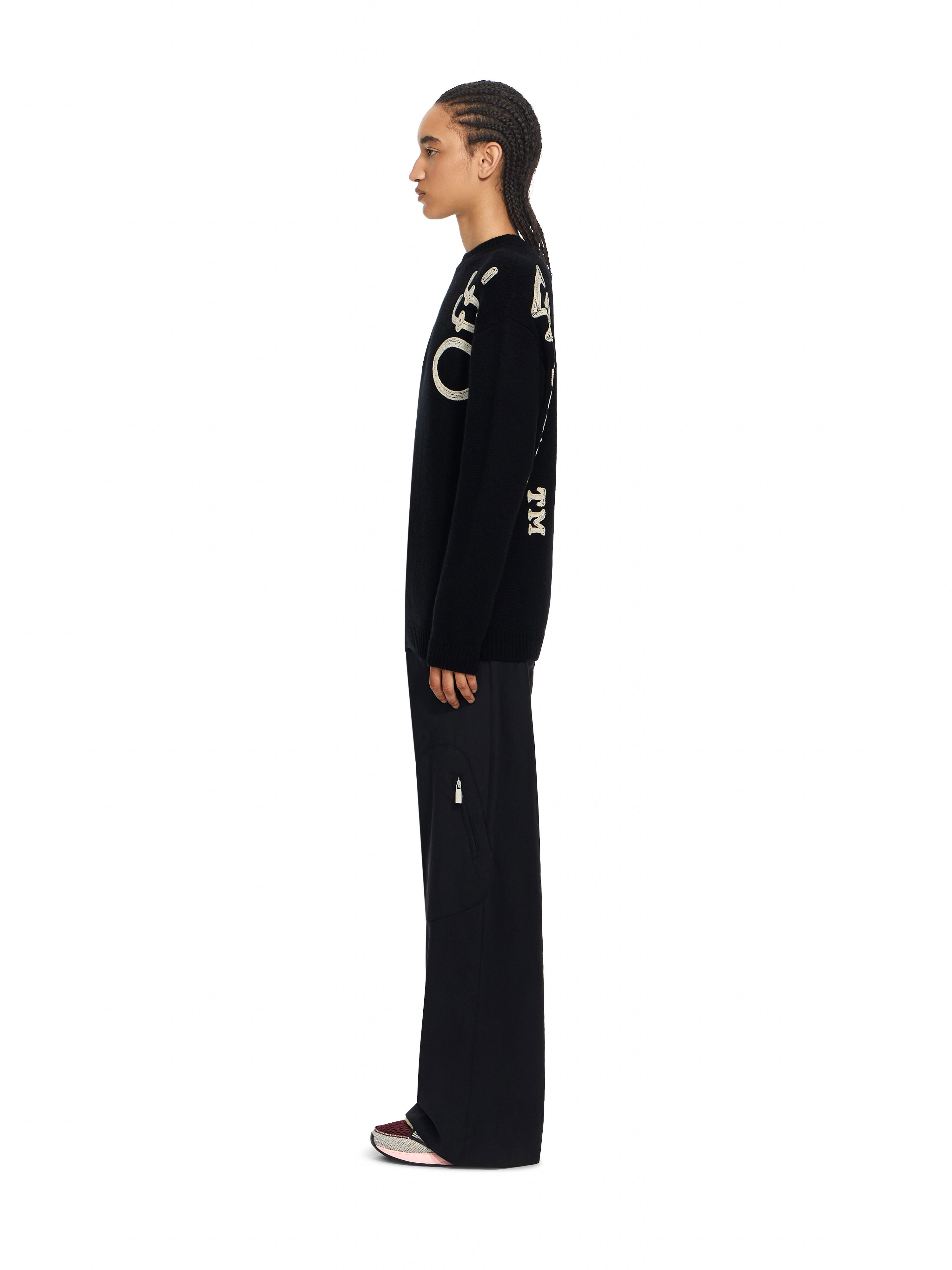 Vertical Bookish Logo Knit Crewneck OFF WHITE Vertical Bookish Logo Knit Crewneck Black Ivory 2FE00534T