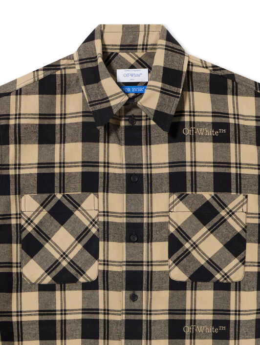 OFF WHITE Check Flann Shirt BEIGE BLACK NO COLOR OMGE030C99FAB001