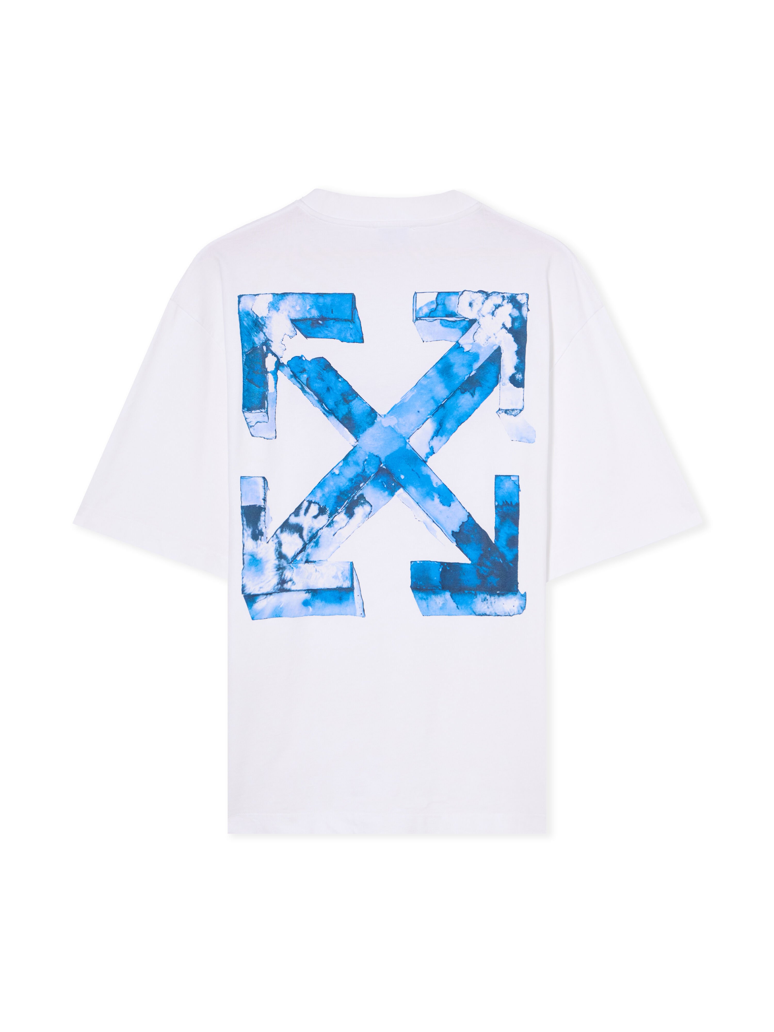 OFF WHITE Cloudy Arrow Skate Logo T-Shirt WHITE - NAUTICAL BLUE OMAA120F25JER00G
