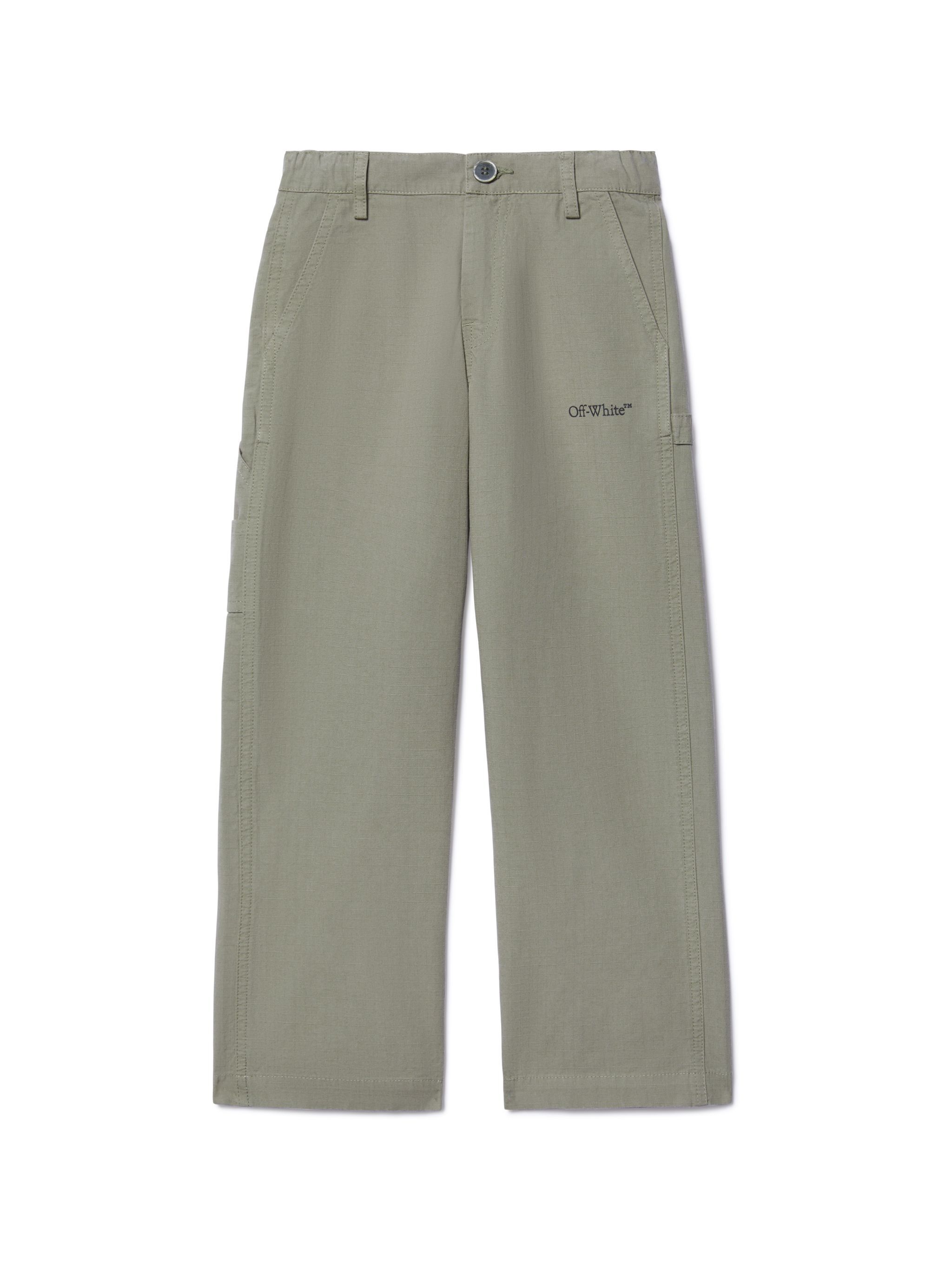 OFF WHITE Diagonal Bookish Worker Pants GREEN OBCA009S25FAB001