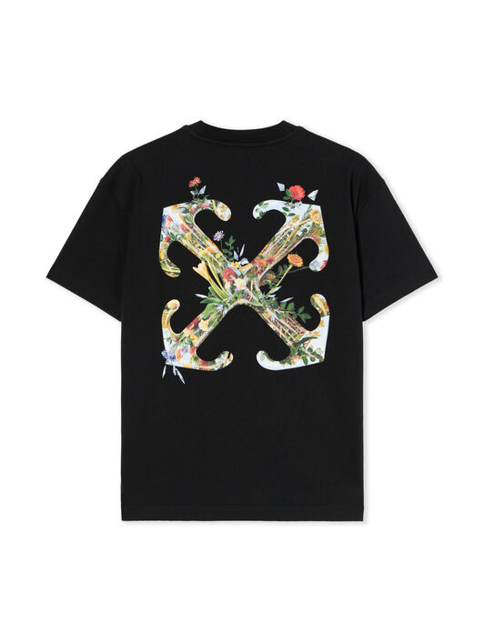 OFF WHITE Arrow Glass Flower Regular Logo T-Shirt BLACK - WHITE OWAA089F25JER001