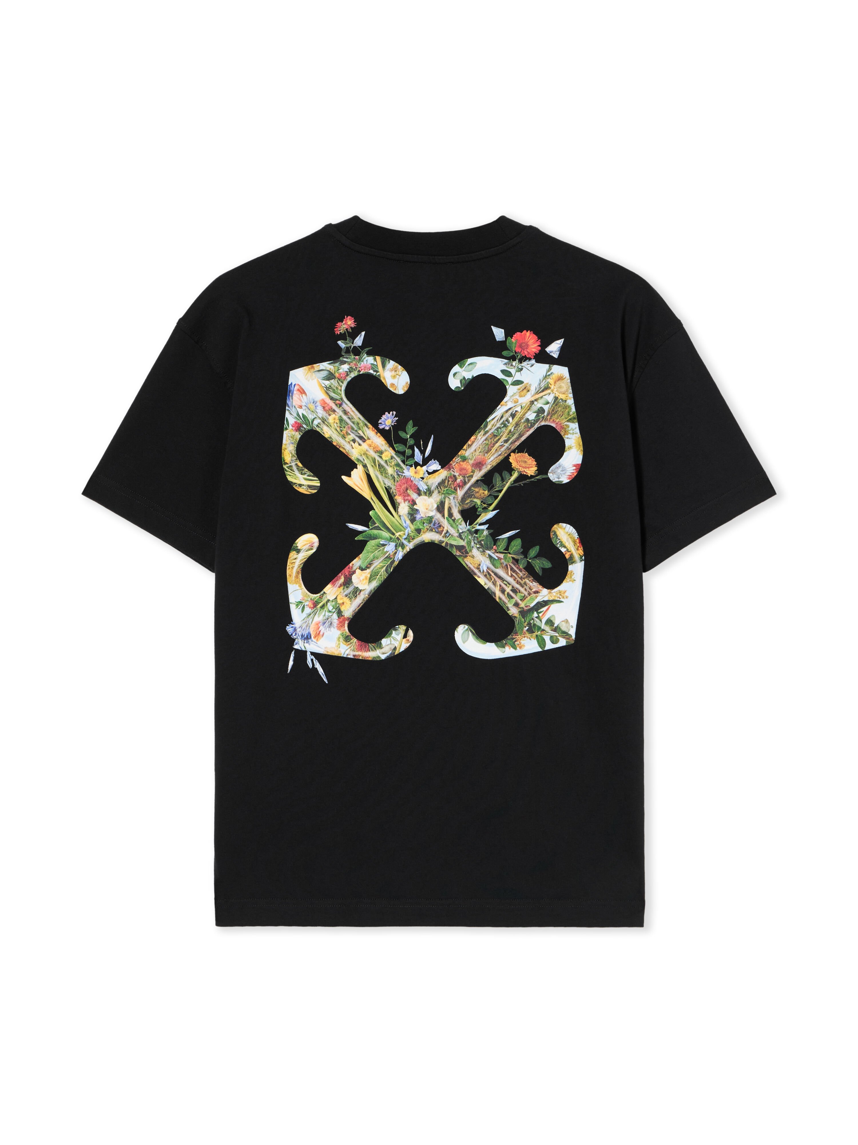 OFF WHITE Arrow Glass Flower Regular Logo T-Shirt BLACK - WHITE OWAA089F25JER001