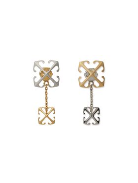 OFF WHITE Bicolor Arrow Pendant Earrings GOLD OWOB13HC99MET001