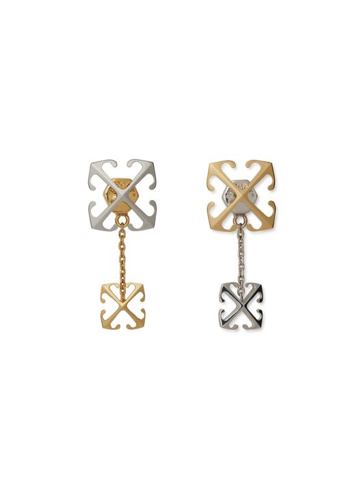 OFF WHITE Bicolor Arrow Pendant Earrings GOLD OWOD29US25MET001