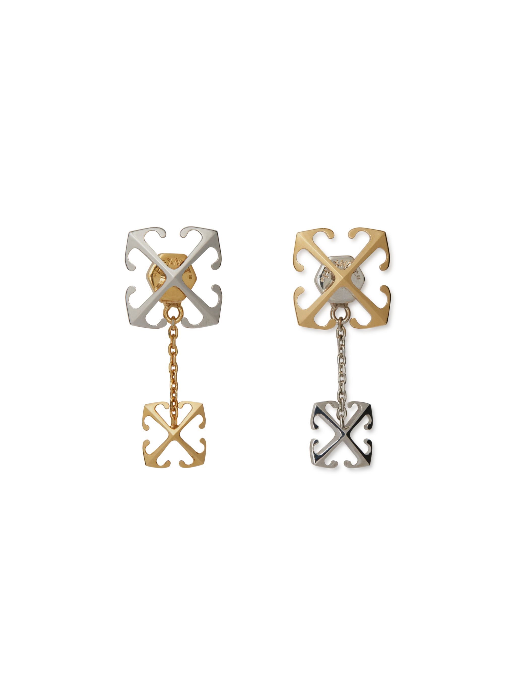 OFF WHITE Bicolor Arrow Pendant Earrings GOLD OWOD29US25MET001