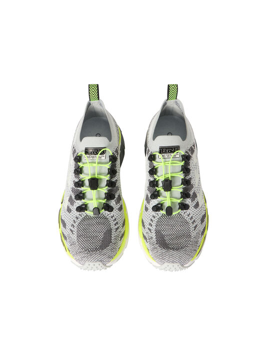 OFF WHITE Be Right Back Knit Sneakers LIGHT GREY - YELLOW FLUO OMIA2AOS26FAB001