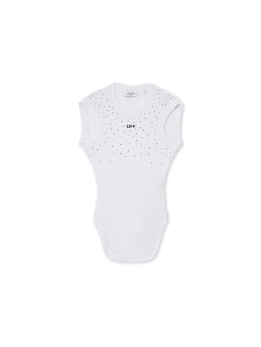 OFF WHITE OW X Swarovski Ribbed Kat Top WHITE 2AD26XS26JER002