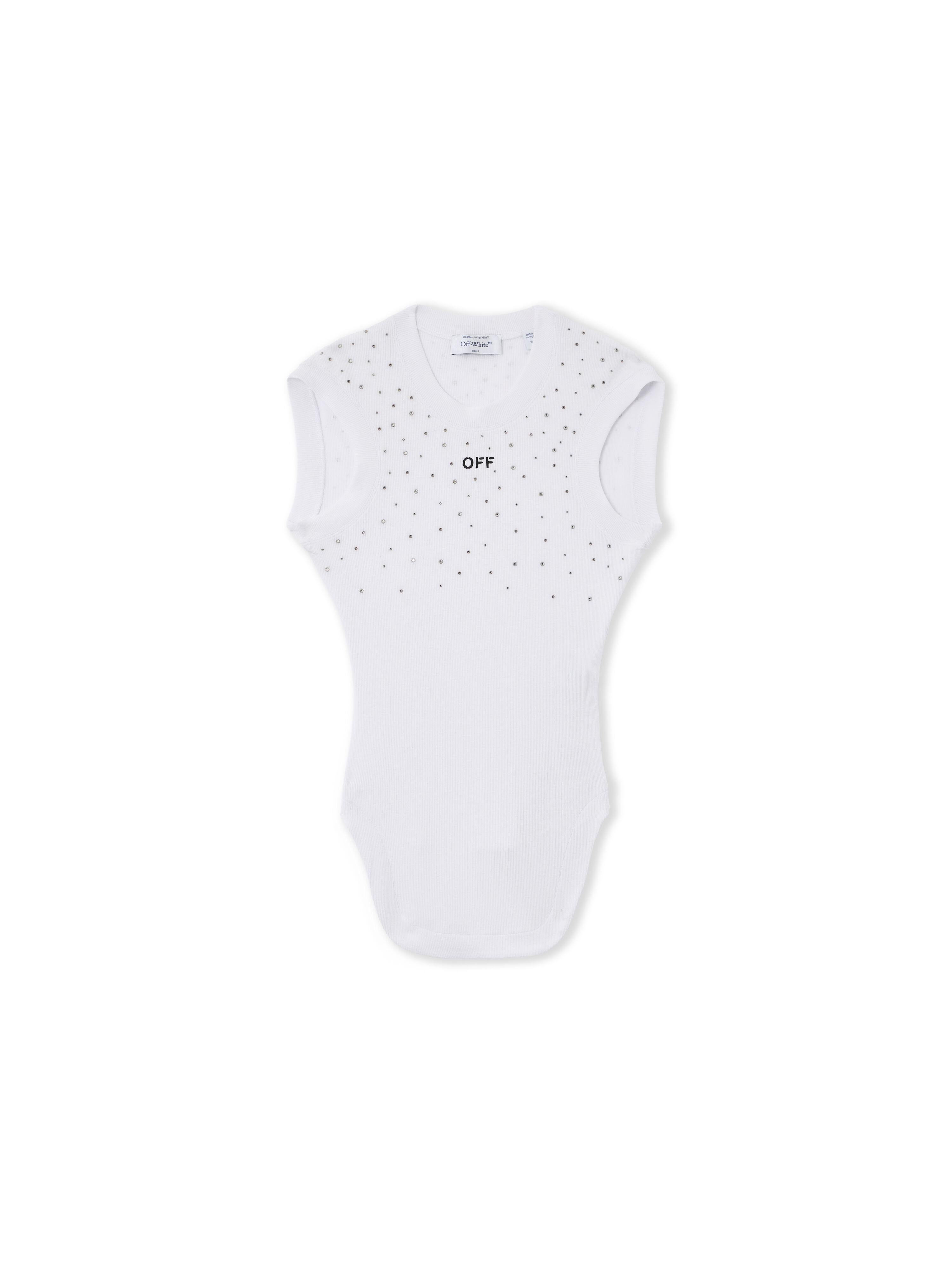OFF WHITE OW X Swarovski Ribbed Kat Top WHITE 2AD26XS26JER002