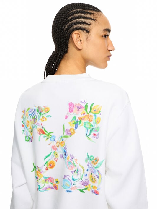 OFF WHITE Arrow Glowing Flower Reg Crew White-Night Sky 2BA055S26FLE002