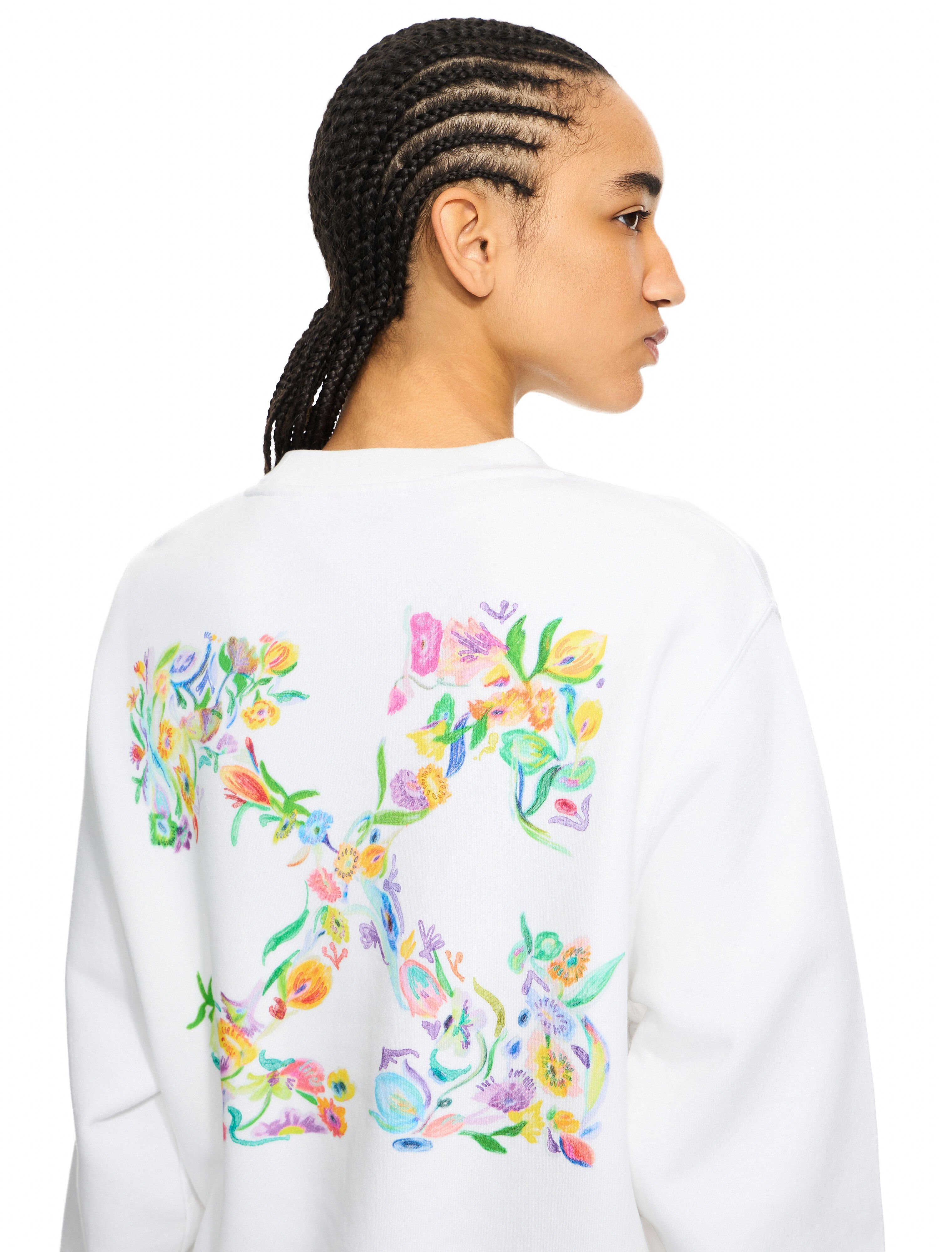 OFF WHITE Arrow Glowing Flower Reg Crew White-Night Sky 2BA055S26FLE002