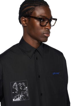 OFF WHITE Faded Painting Over Shirt BLACK - WHITE OMGE004F25FAB003