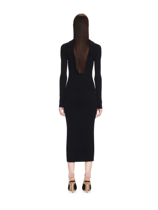 OFF WHITE Abito Midi Nero A Coste Con Logo Off NERO OWDB495C99JER001
