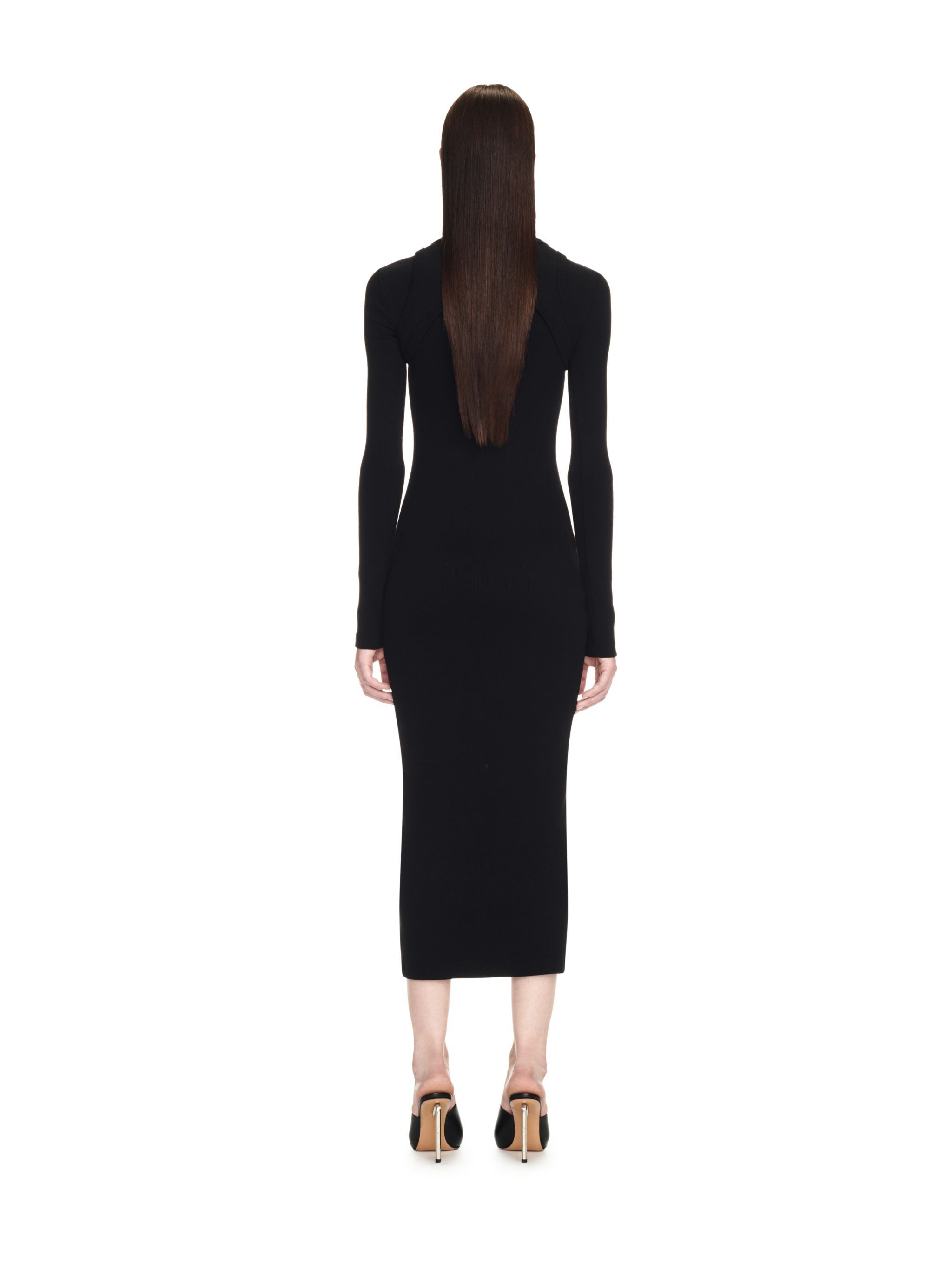 OFF WHITE Abito Midi Nero A Coste Con Logo Off NERO OWDB495C99JER001