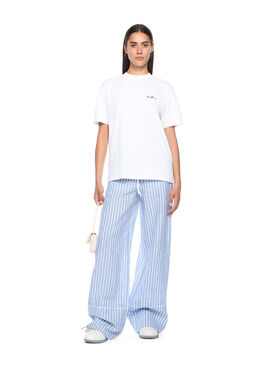 OFF WHITE Striped Wide-Leg Pants LIGHT BLUE - WHITE OWCA195T25FAB001