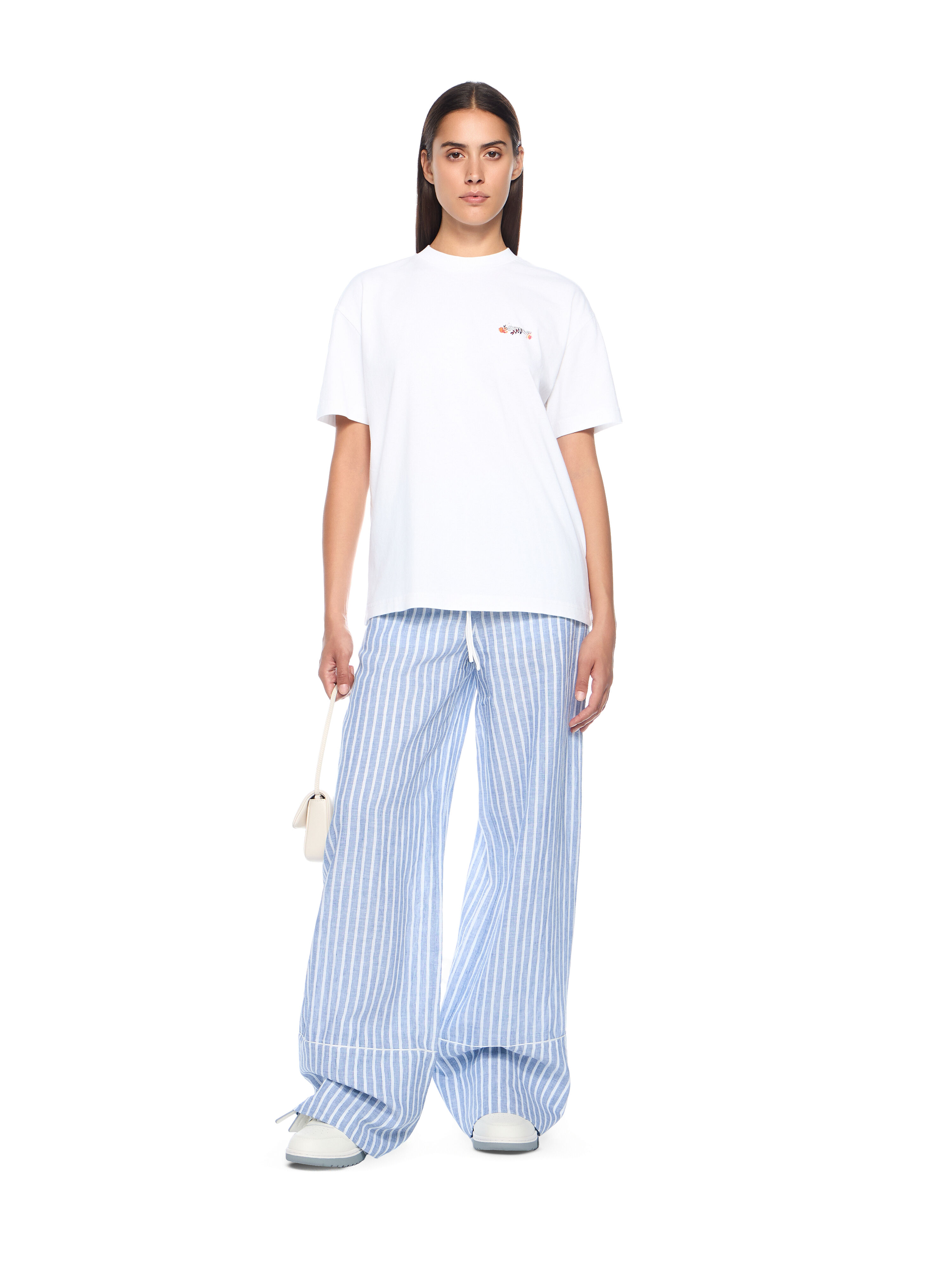 OFF WHITE Striped Wide-Leg Pants LIGHT BLUE - WHITE OWCA195T25FAB001