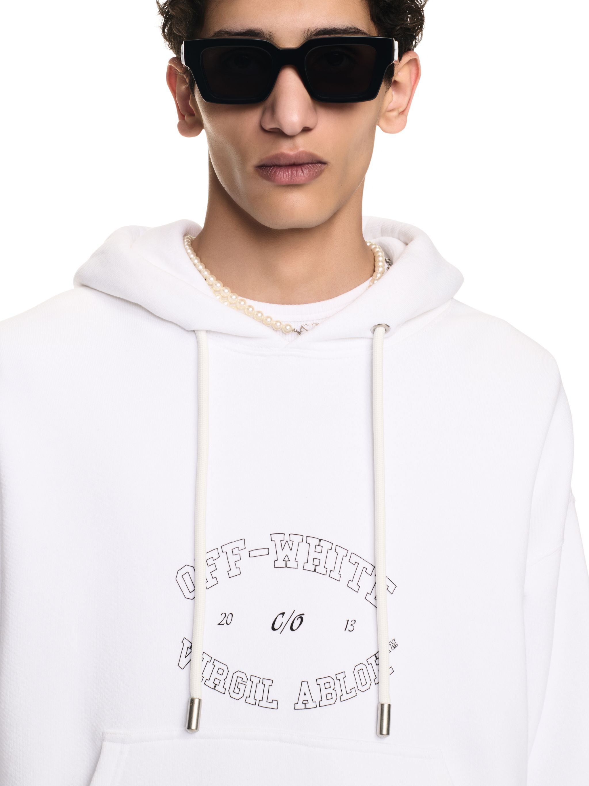 OFF WHITE College Skate Hoodie WHITE OMBB085F24FLE00S