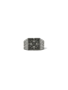 OFF WHITE Bling Strass Ow Ring BLACK - SILVER OMOC07RS26MET001