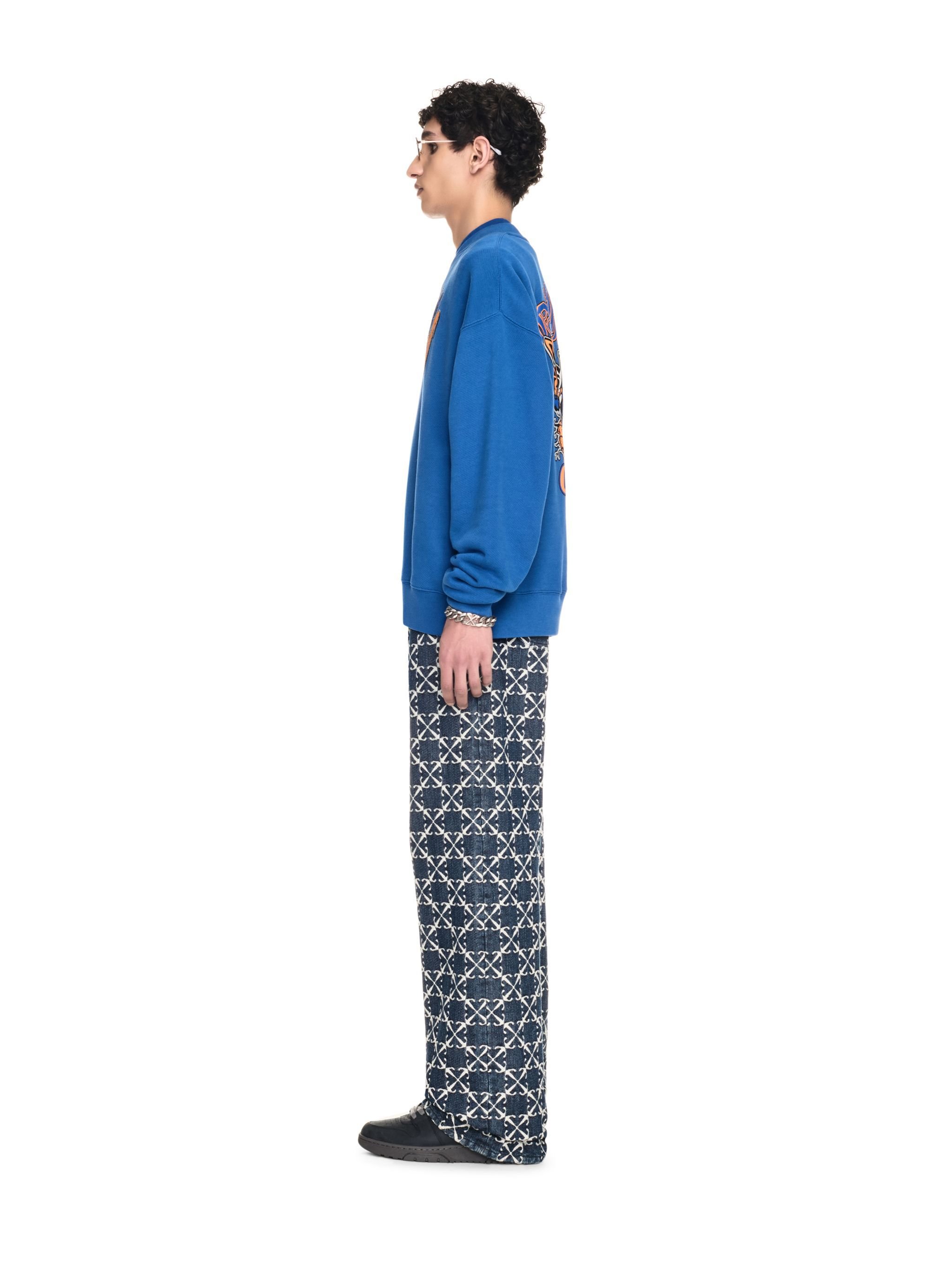 OFF WHITE Gang Skate Crewneck BLUE OMBA054F24FLE006