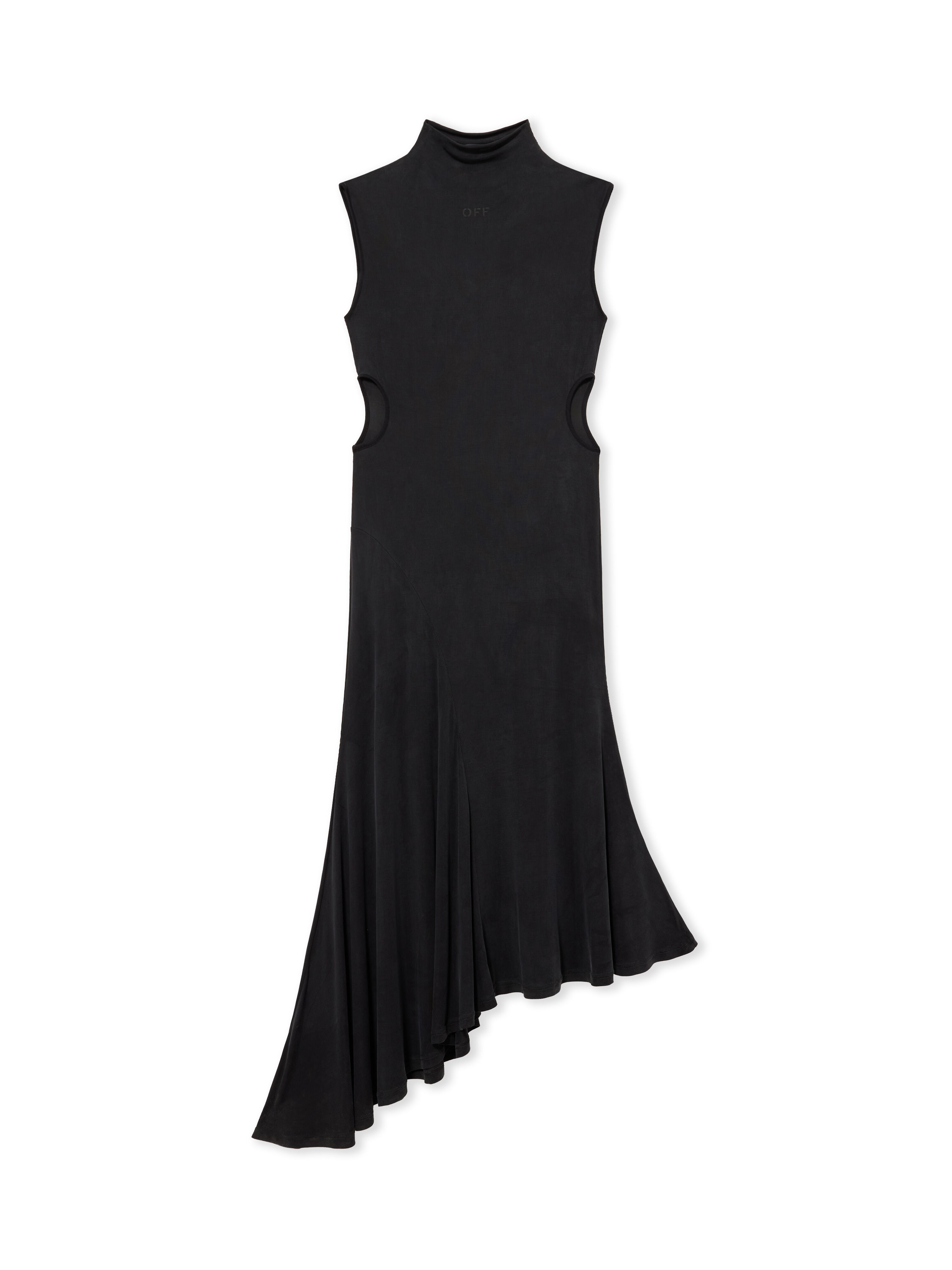 OFF WHITE Cupro Rib Meteor Asymmetric Dress Black-Black 2FU00351T
