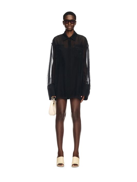 OFF WHITE Black Organza Shirt Dress BLACK OWDG00BS25FAB001