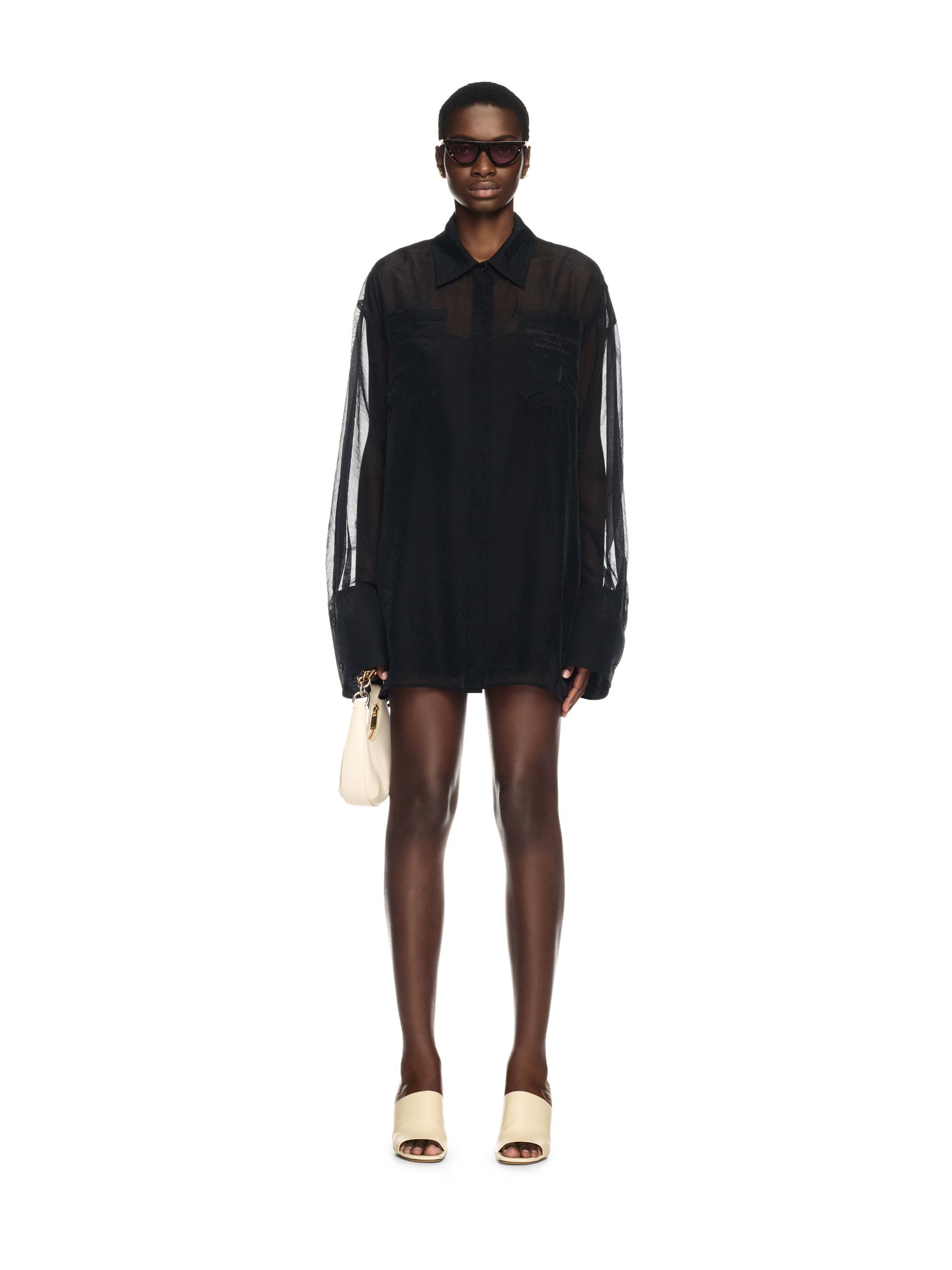 OFF WHITE Black Organza Shirt Dress BLACK OWDG00BS25FAB001