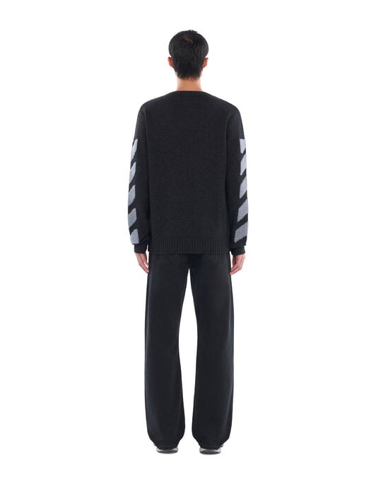 Diagonals Fuzzy Knit Crewneck OFF WHITE Diagonals Fuzzy Knit Crewneck ANTRACITE 44MHE087F26K002