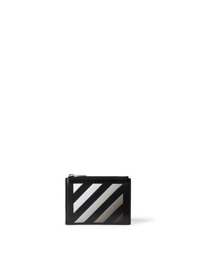 OFF WHITE Diagonal Bifold Zipped Wallet BLACK - WHITE DEGRADE OWNC064F25LEA001