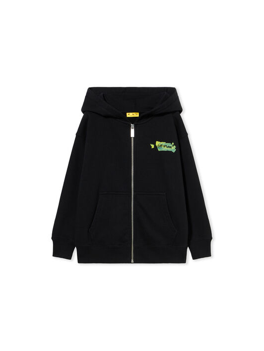 OFF WHITE Arrow Acrylic Zip Hoodie BLACK - TEAL OBBE001F25FLE002