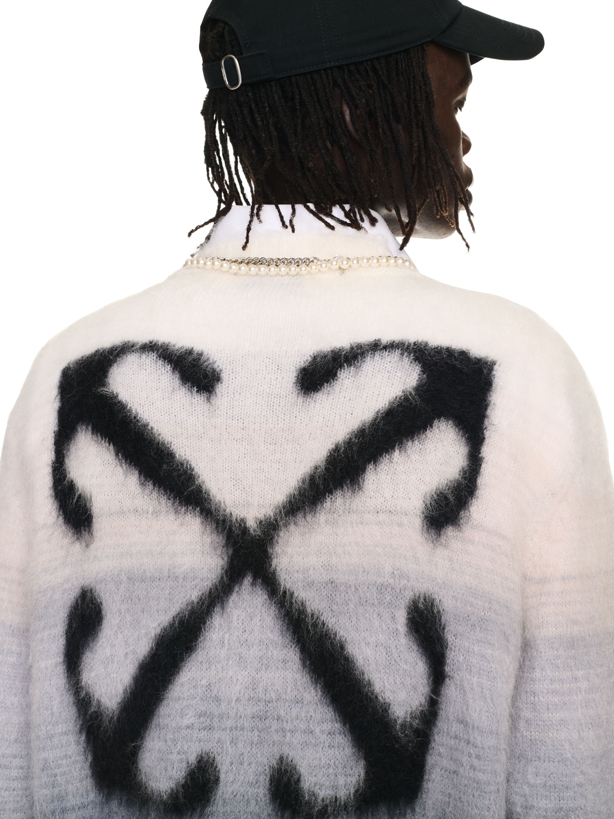 OFF WHITE Mohair Arrow Gradient Knit Crewneck GREY OMHE170F24KNI001