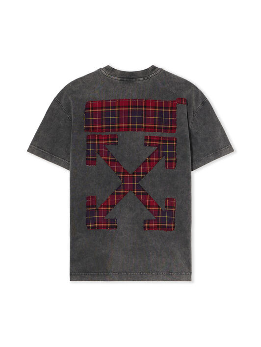 OFF WHITE Check Flan Arrow Logo Tee MARBLE BLACK-WHITE OWAA089F25JER003
