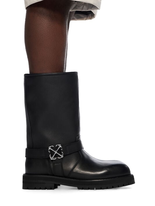 OFF WHITE Off Track Leather Boots BLACK - SILVER OMIE00EC99LEA001