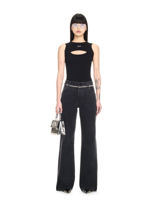 OFF WHITE Black Off Stamp Ribbed Row Top BLACK OWAD237C99JER001
