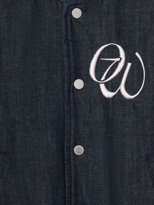 OFF WHITE Script Denim Varsity Jacket BLUE OGEH001S25DEN001