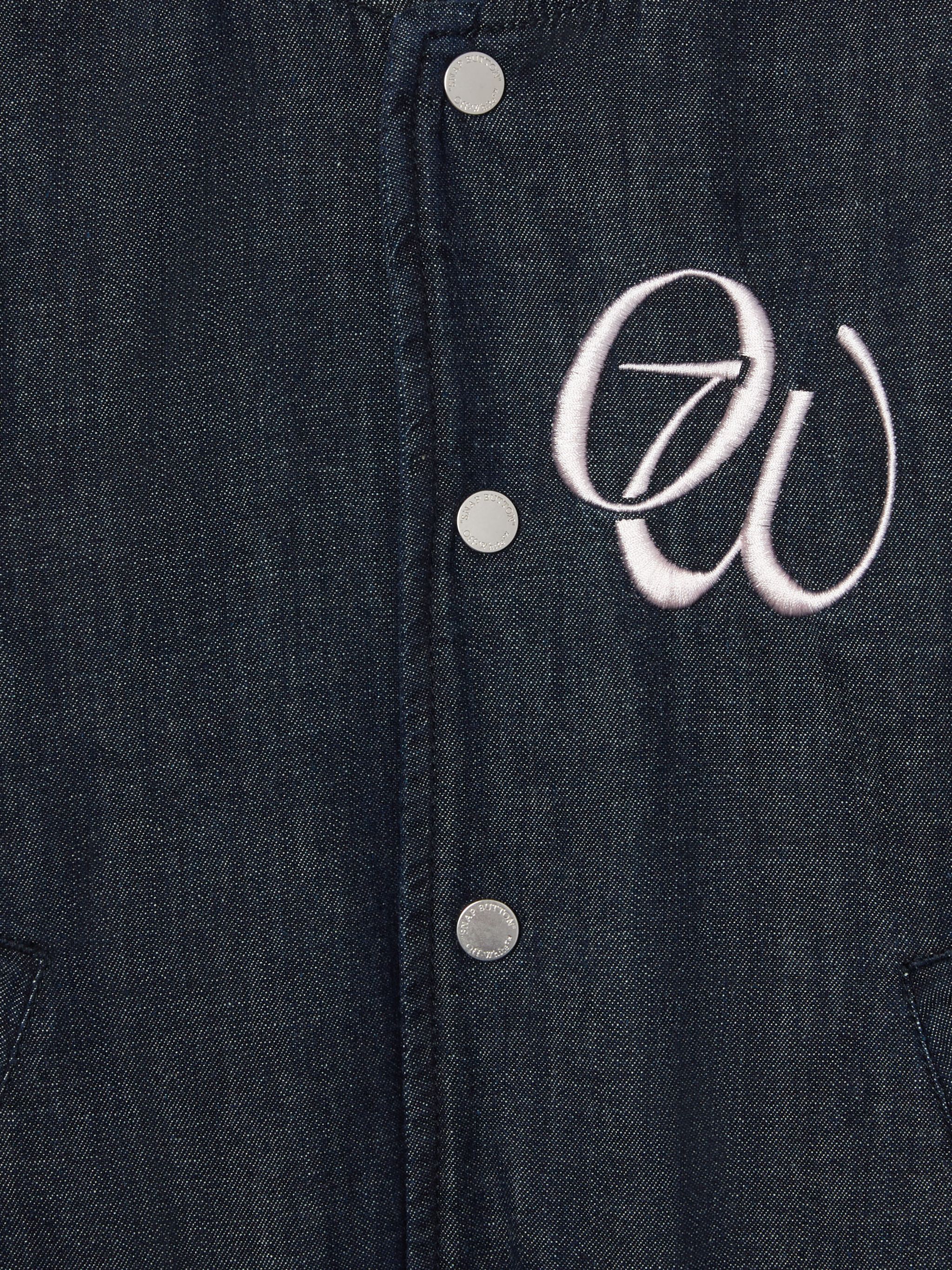 OFF WHITE Script Denim Varsity Jacket BLUE OGEH001S25DEN001