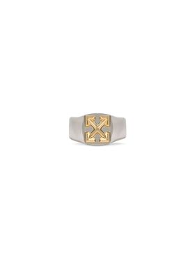 OFF WHITE Anello Bicolore Con Motivo Arrow ARGENTO OMOC07GS25MET001