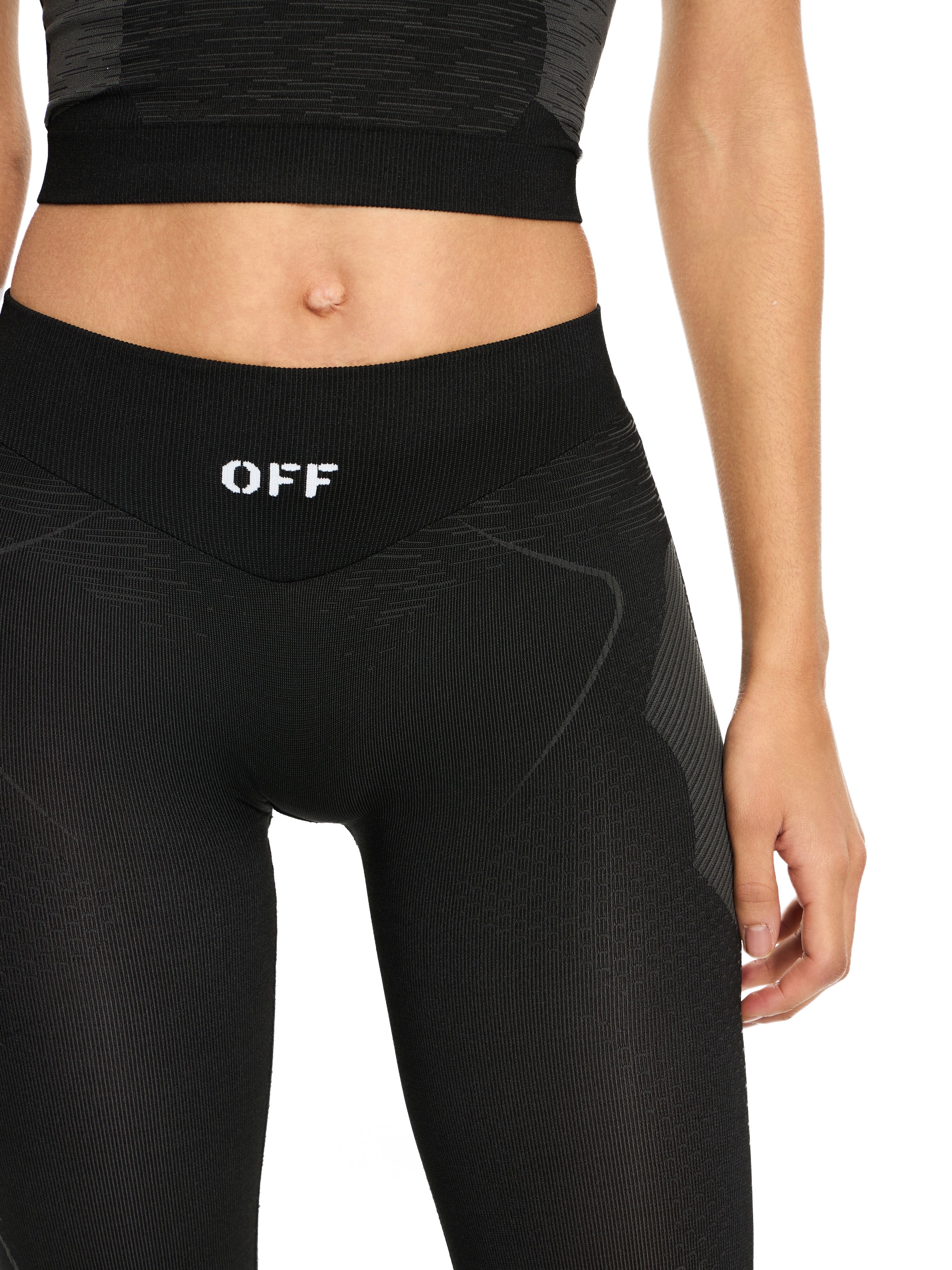 OFF WHITE Racing Seamless Leggings Black-White 2VV01HS26KNI001