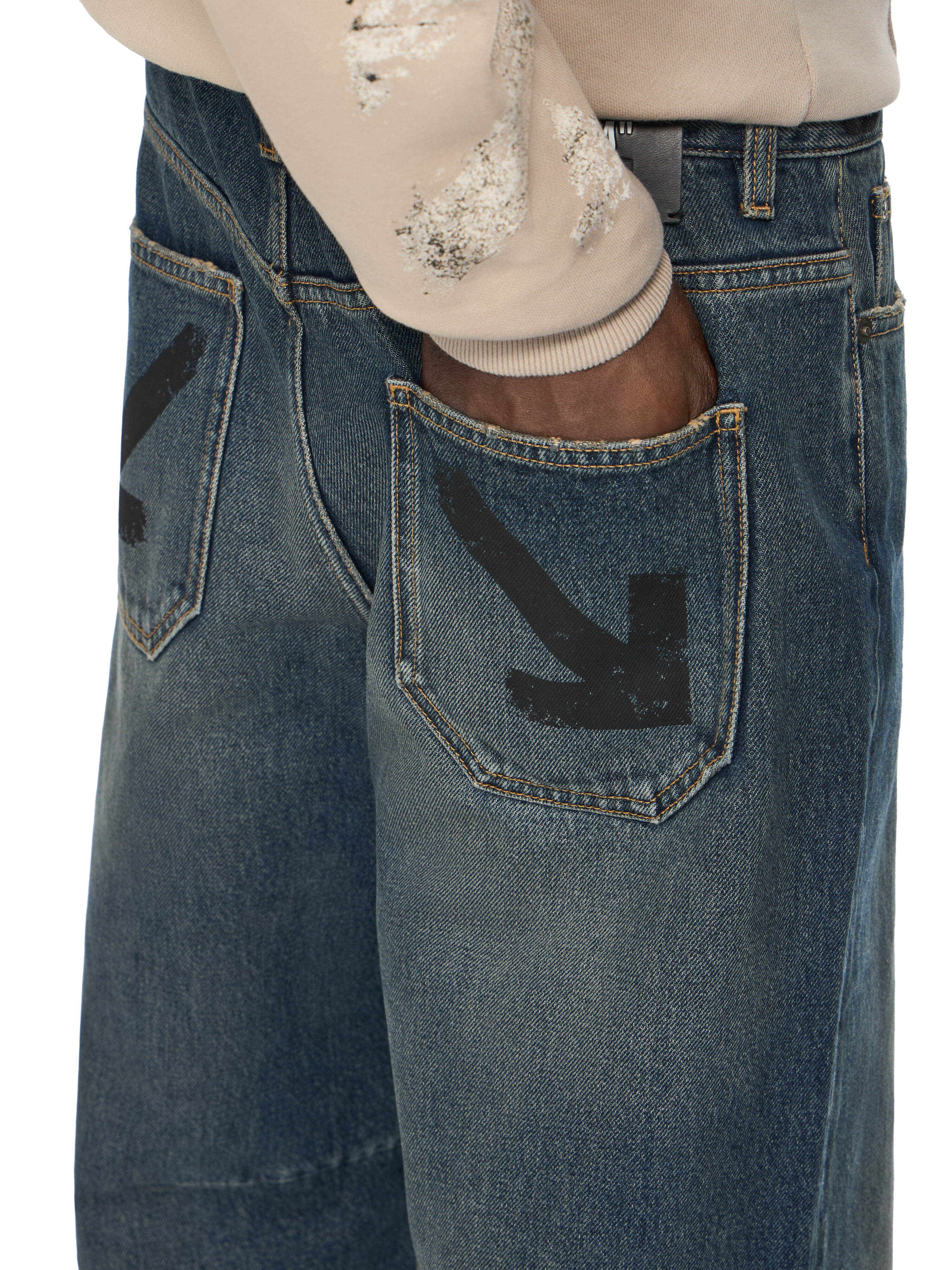 Half Arrow Tapered Jeans OFF WHITE Half Arrow Tapered Jeans DIRTY DARK BLUE 44MYA19DF26D005