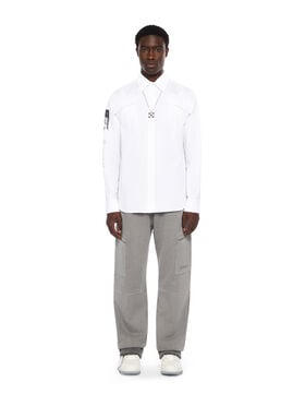 OFF WHITE Emblem Poplin Military Shirt WHITE - BLACK OMGE04IF25FAB002