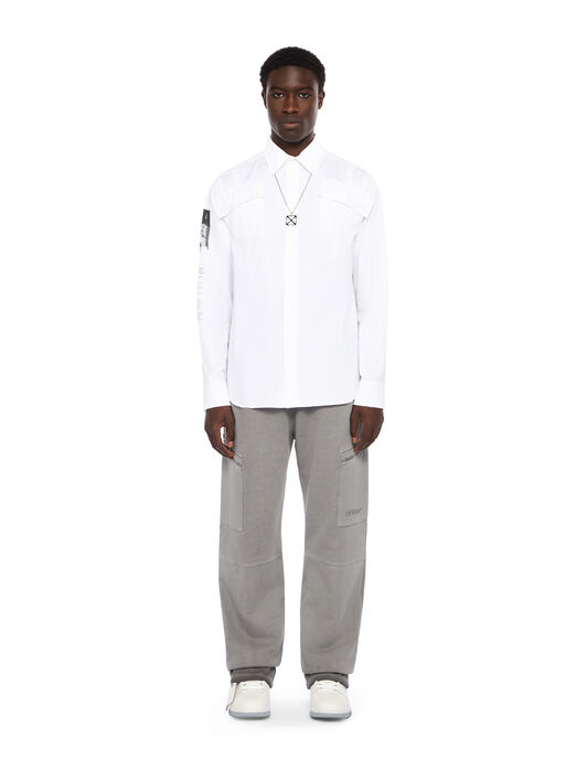 OFF WHITE Emblem Poplin Military Shirt WHITE - BLACK OMGE04IF25FAB002