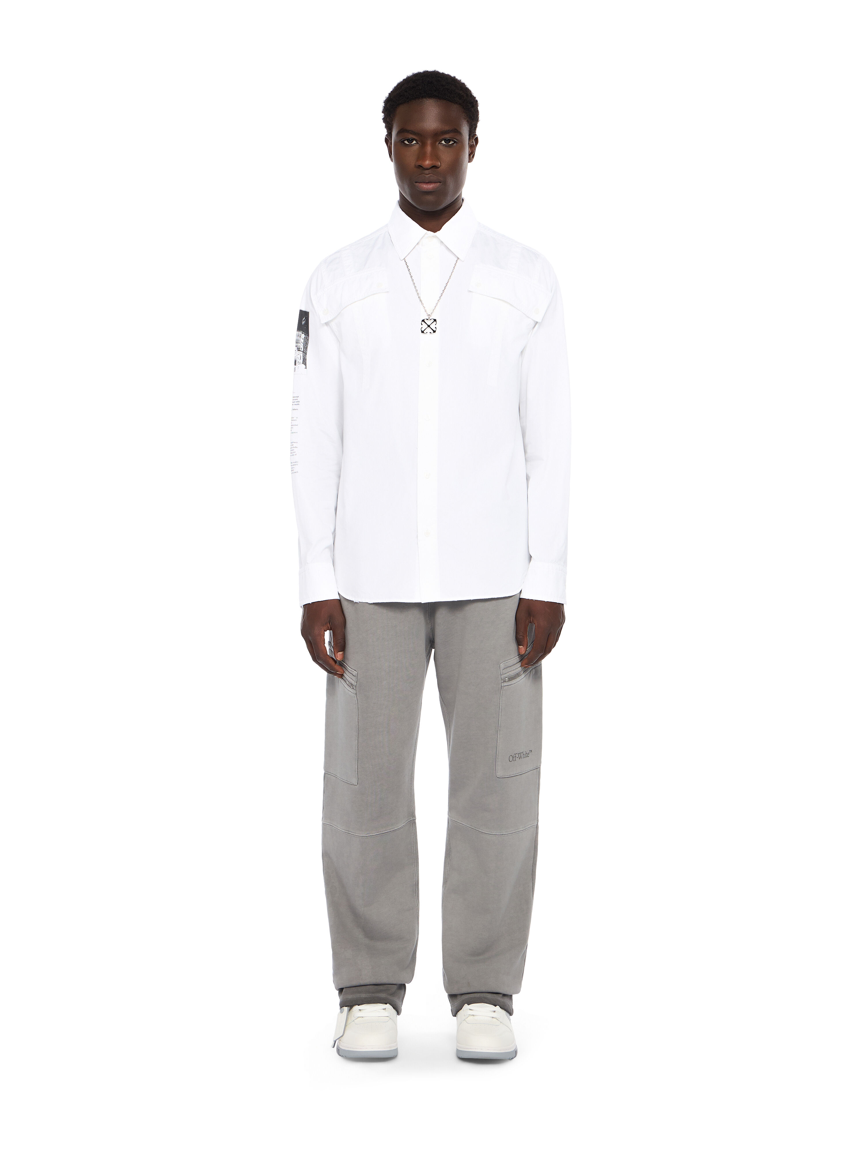 OFF WHITE Emblem Poplin Military Shirt WHITE - BLACK OMGE04IF25FAB002