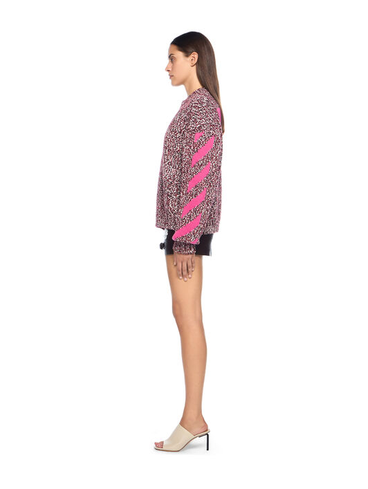 OFF WHITE Mouline Arrow Knit Crewneck Sweater RED DAHLIA-FUCHSIA OWHE10JF25KNI001