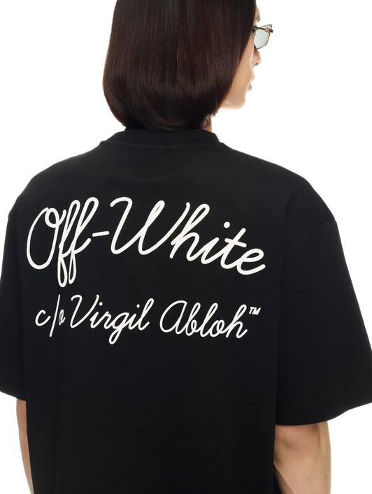 OFF WHITE Schwarzes Script T-Shirt SCHWARZ OMAA120C99JER00D