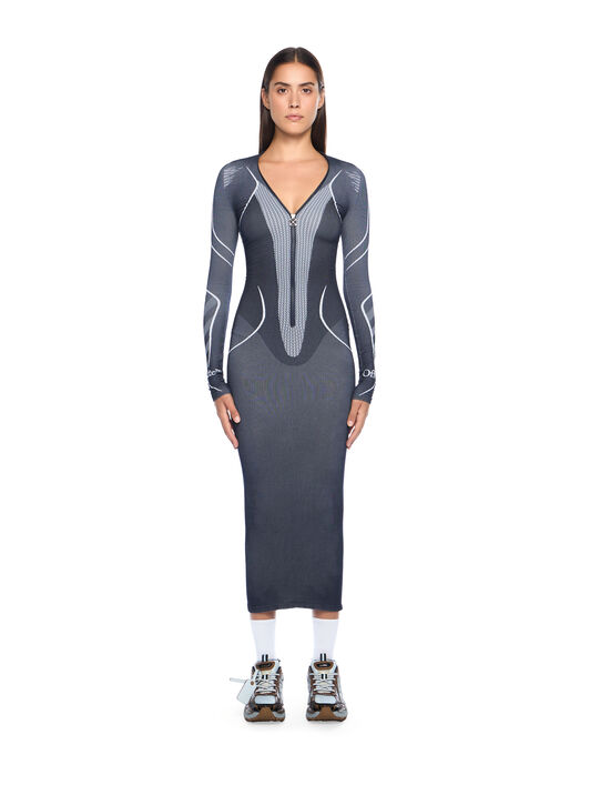OFF WHITE Diag Seamless Zip Dress BLUE IRIS-WHITE OWVT028F25KNI001