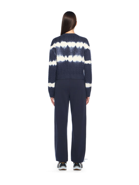 OFF WHITE Tiedye Cable Crop Crewneck Sweater BLUE IRIS-WHITE OWHE10IF25KNI001