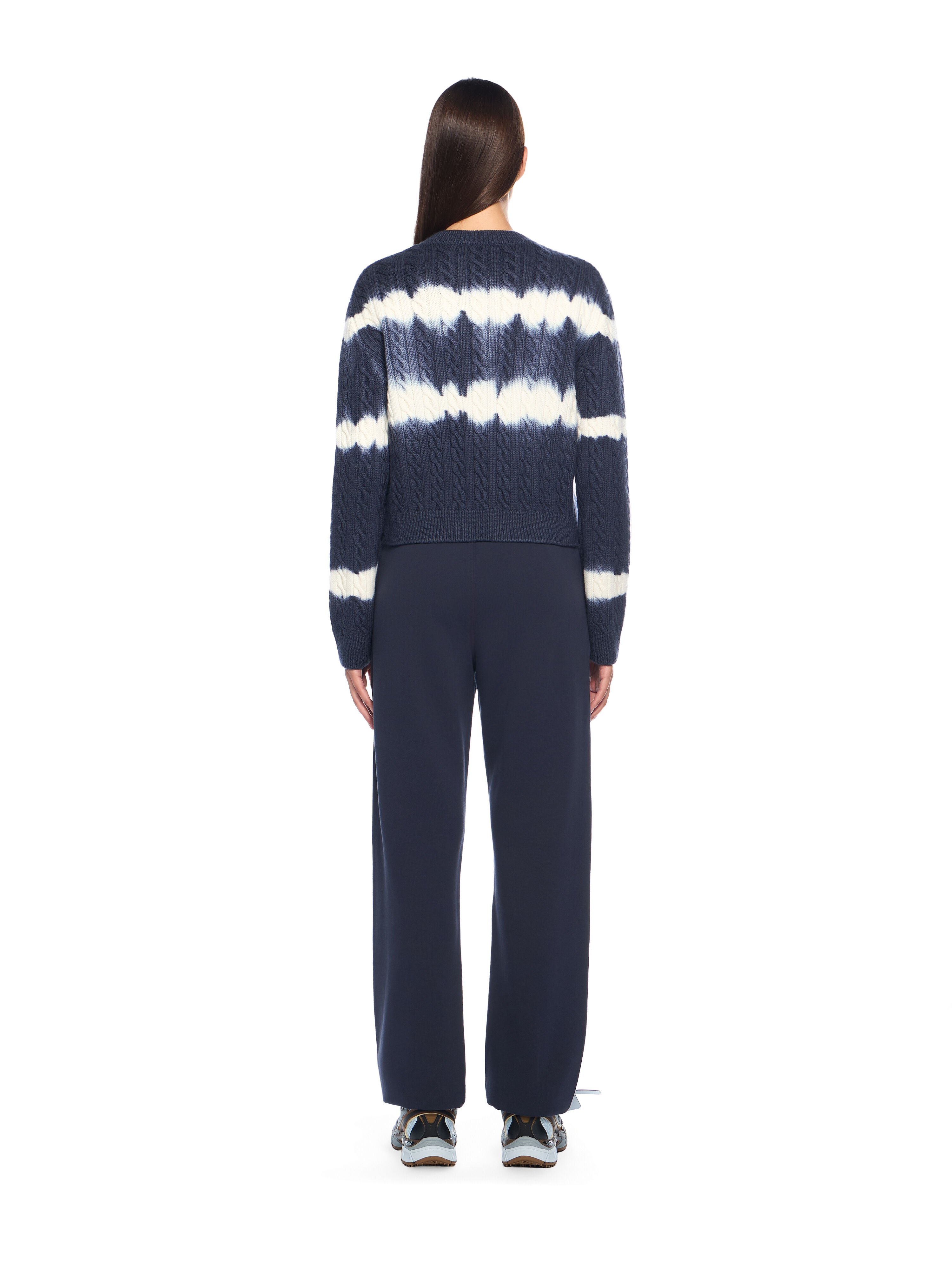OFF WHITE Tiedye Cable Crop Crewneck Sweater BLUE IRIS-WHITE OWHE10IF25KNI001