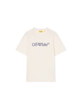 OFF WHITE Big Bookish Crackle Logo T-Shirt WHITE - BLUE OBAA002F25JER001