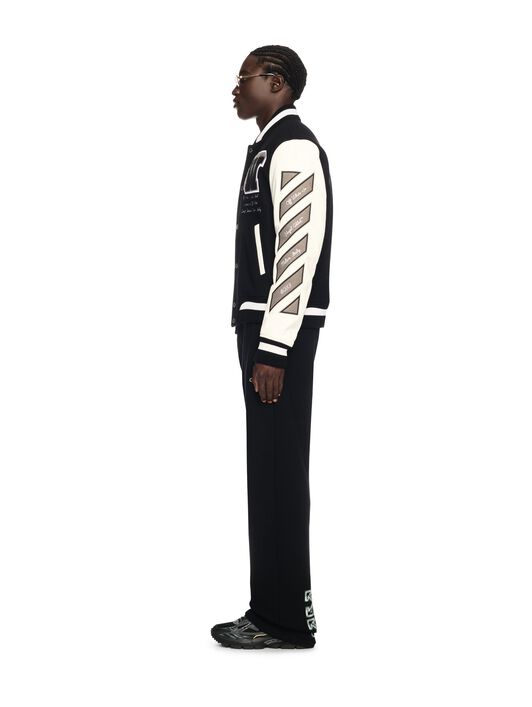 OFF WHITE Leather/Wool Varsity Jacket BLACK OMJA122C99LEA005